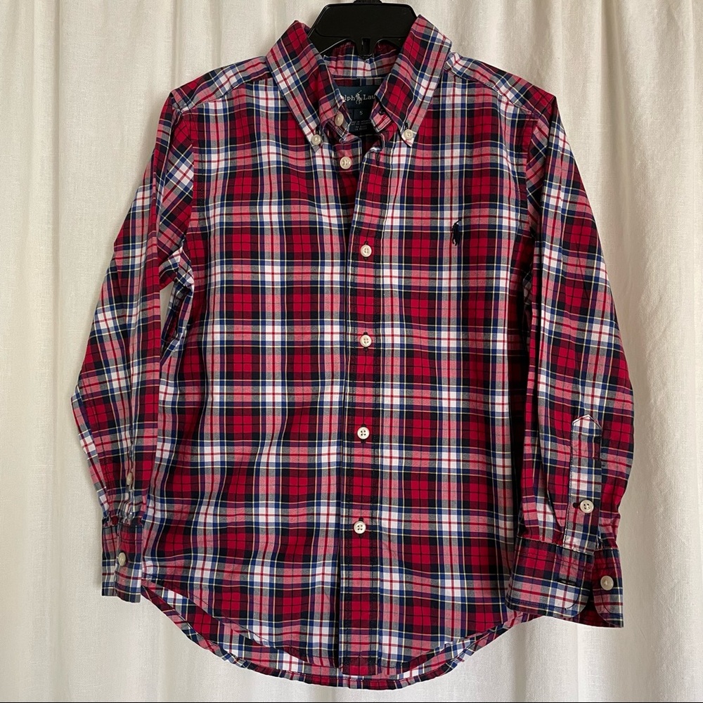 Ralph Lauren boys red plaid button down sz 5